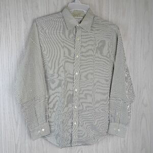 Banana Republic white, blue, green stripped medium Long Sleeve Button Down